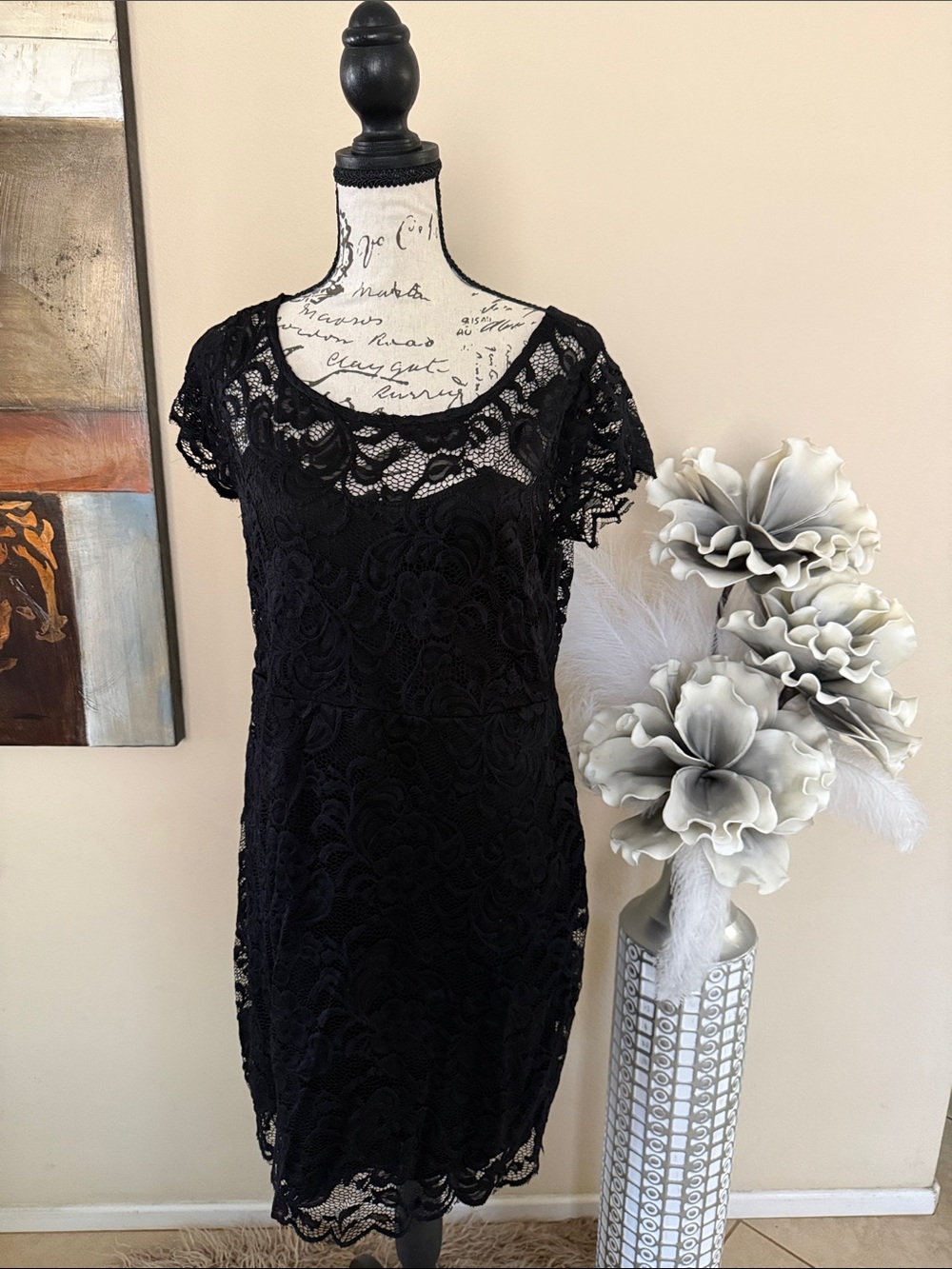 Black Lace Short Sleeve Dress - Elegant Women's Cocktail Dress